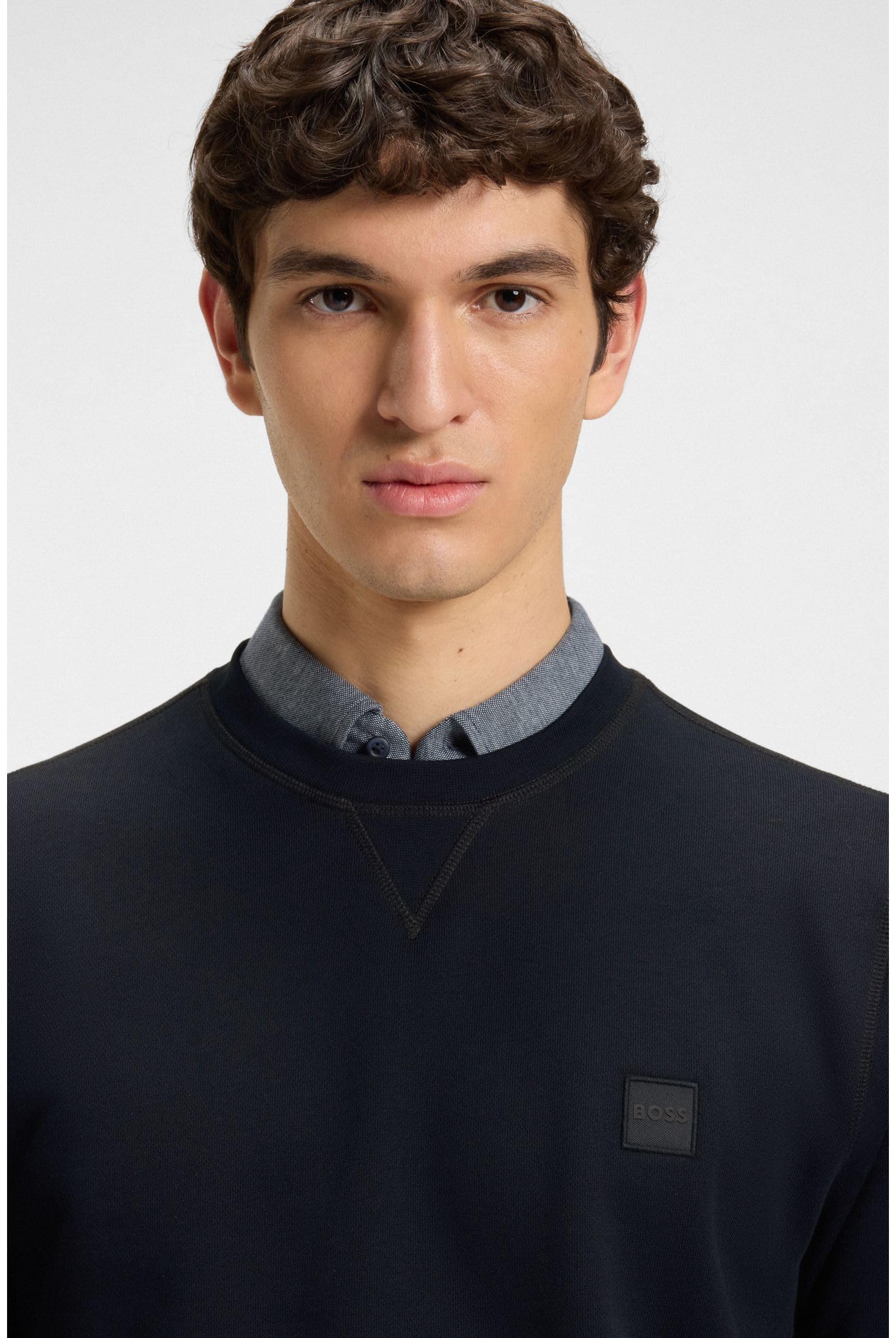 BOSS Herren Westart Regular-Fit Sweatshirt aus Baumwoll-Terry mit Logo-Aufnäher