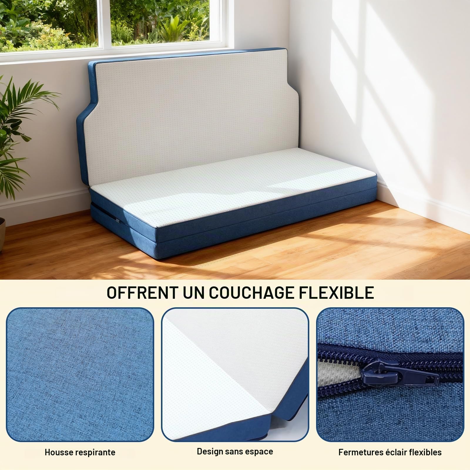 Matelas de véhicule Pliable épais et Respirant, Compatible avec VW T32 T4 T5 T6 T6.1 T7 Multivan California Beach Caravelle et Transporter 186 * 148 * 8 cm, Accessoires de Camping-Car