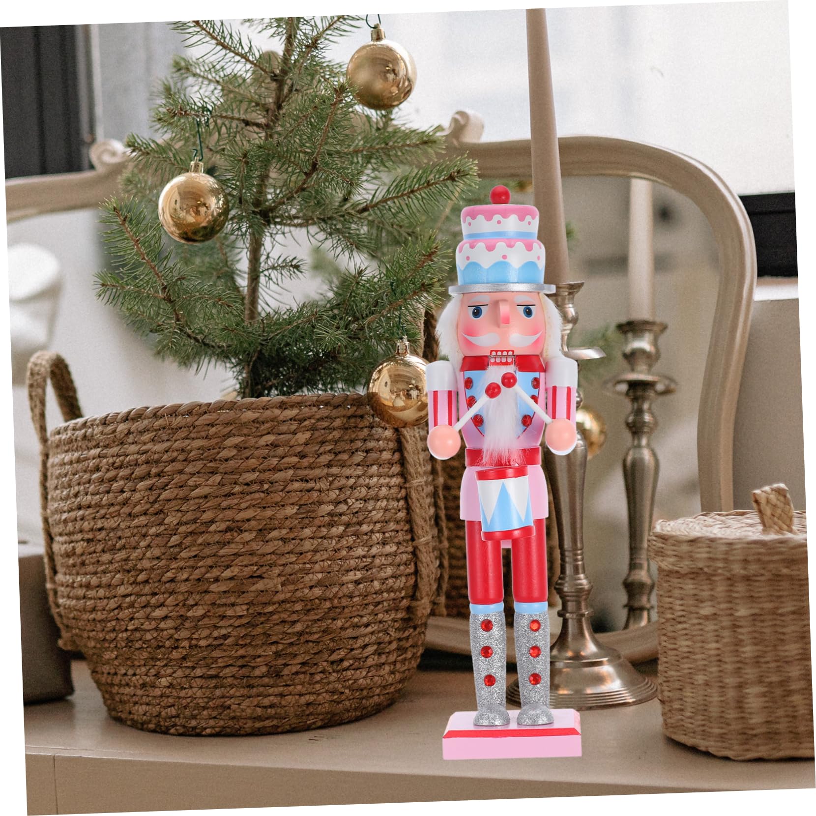 Zerodeko Holz Nussknacker Figur Rosa Bonbon Design für Weihnachts Dekoration Heim und Büro Party Zubehör Tisch Dekoration