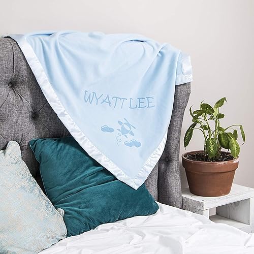 Miniatura 6 de Custom Catch manta de bebé de avión personalizado - regalo de nombre de niño - azul o rosa