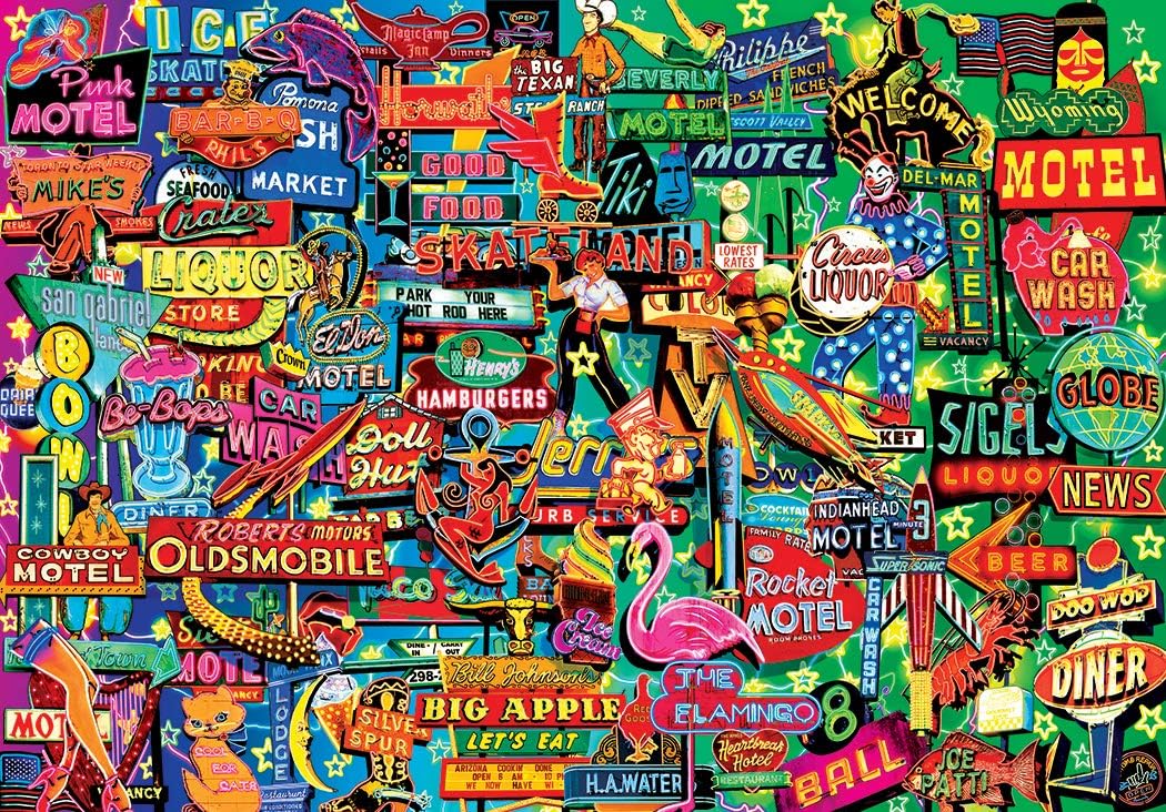 Kodak Premium Puzzles: Neon Retro Signs by Artist: Garry Walton 1500 Piece Jigsaw Puzzle