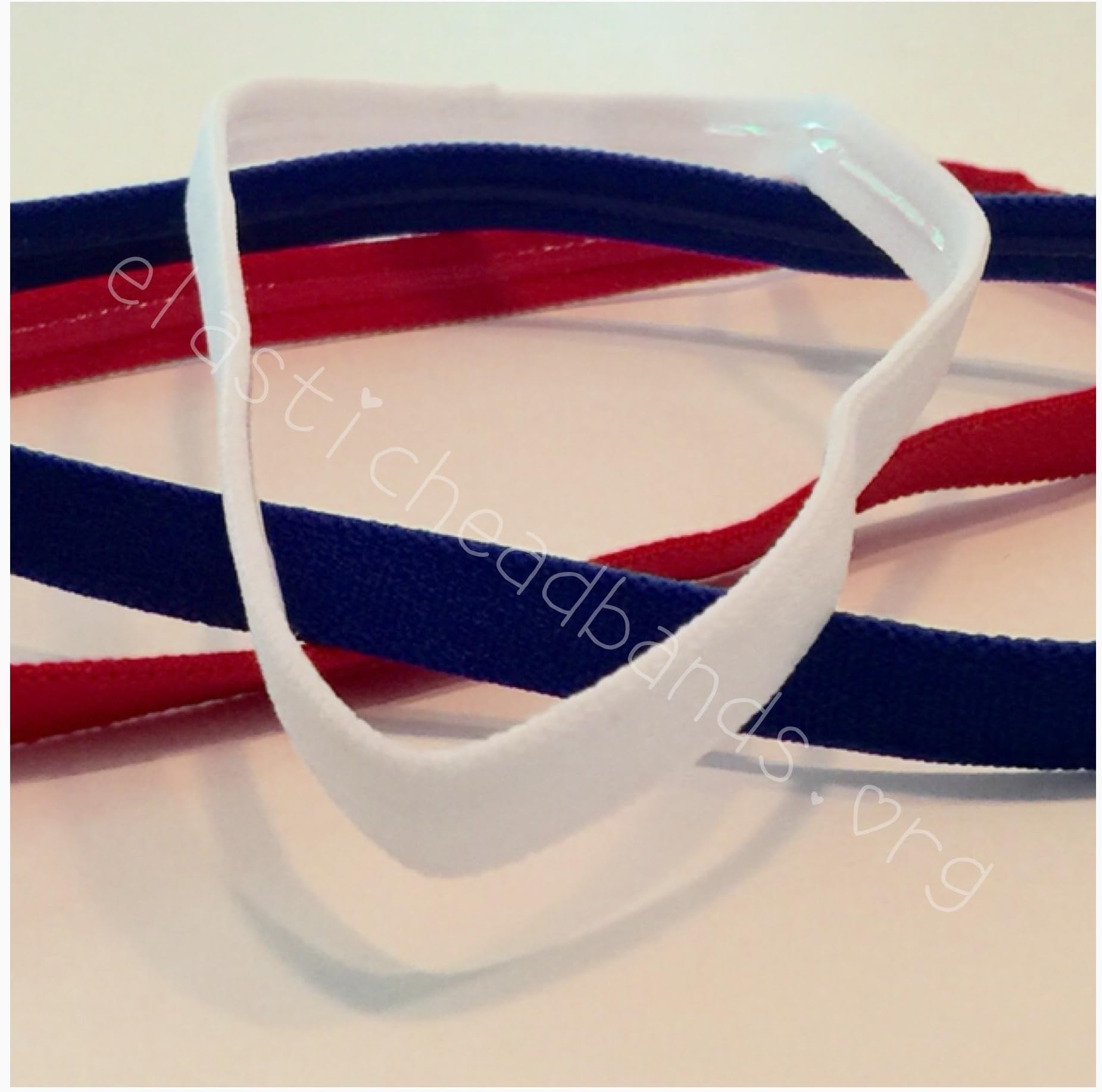 FABULICIOUS RED WHITE BLUE GIRLS HEADBANDS Softball Running Sports Headband Sweat Silicone Non Slip Grip No Armour Scrunchy Women Girl Soccer Yoga Running Soccer Basketball Tennis Volleyball Elastic
