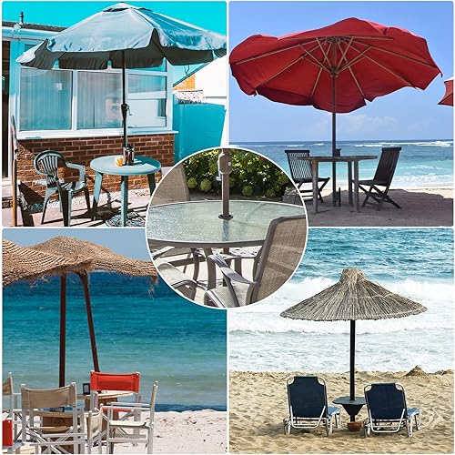 Miniatura 6 de AIEX 2 anillos de agujero para sombrilla de mesa, cono de paraguas de silicona para mesa de patio, cubierta suave para mesa de terraza, sombrilla