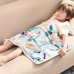 anfie Weighted Lap Pad 2 Pounds, Weighted Blanket Kids(20"*30") Cooling Blanket for Sleeping,Weighted Throw Blanket for Travel Indoor Outdoor(White Shark)