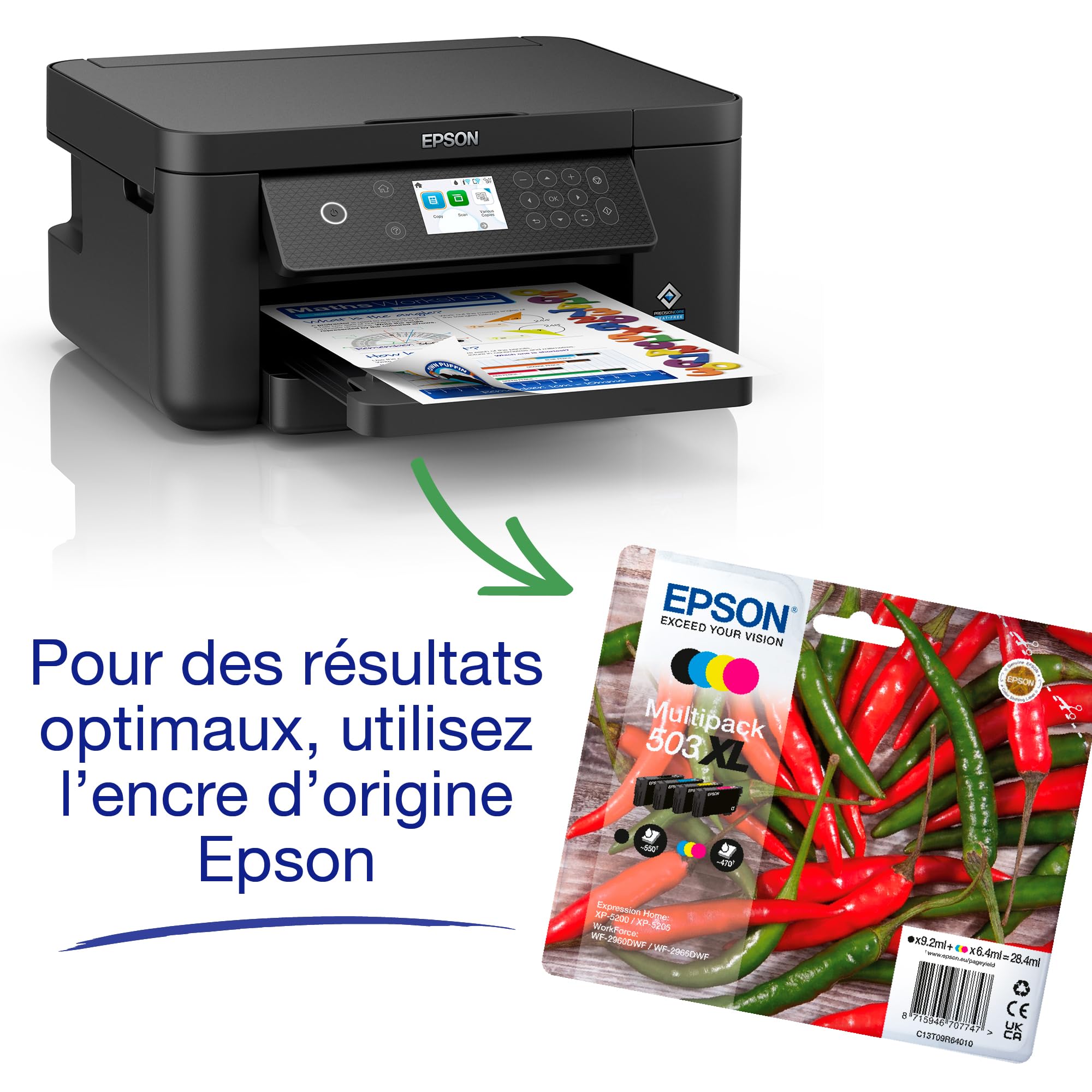 Epson Expression Home XP-5200, Print, Scan, Copy. 4,800 x 1,200 DPI. 1 cm , USB, Wireless LAN IEEE 802.11a/b/g/n, Wi-Fi Direct, Mac OS X, Windows