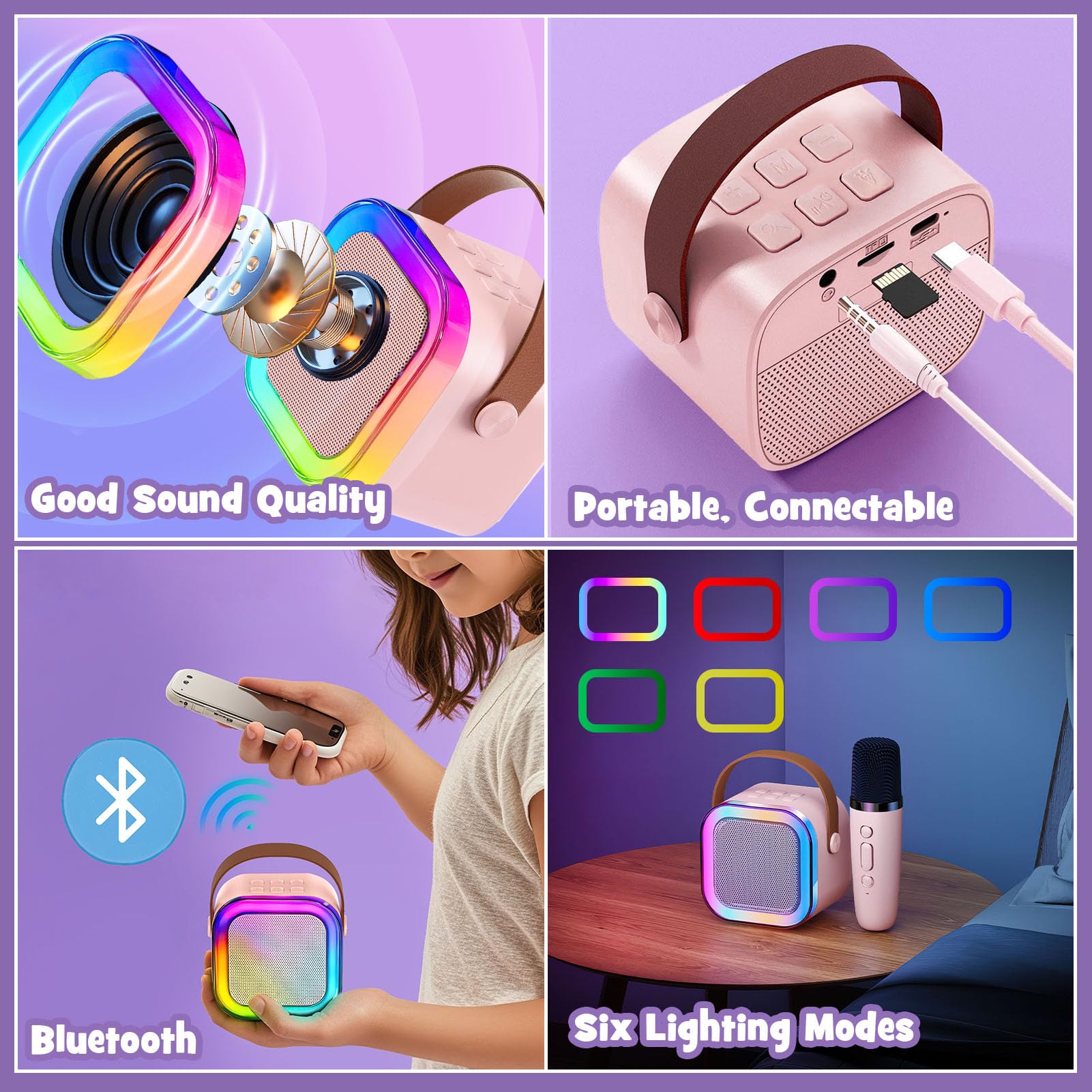 G.C Einhorn Geschenke für Mädchen 6-12 Jahre, Mini Karaoke Maschine mit LED Kindermikrofon, Trinkflasche Basteln, Verdrahtet Kopfhörer, Einhorn Spielzeug Weihnachten Geschenke Mädchen