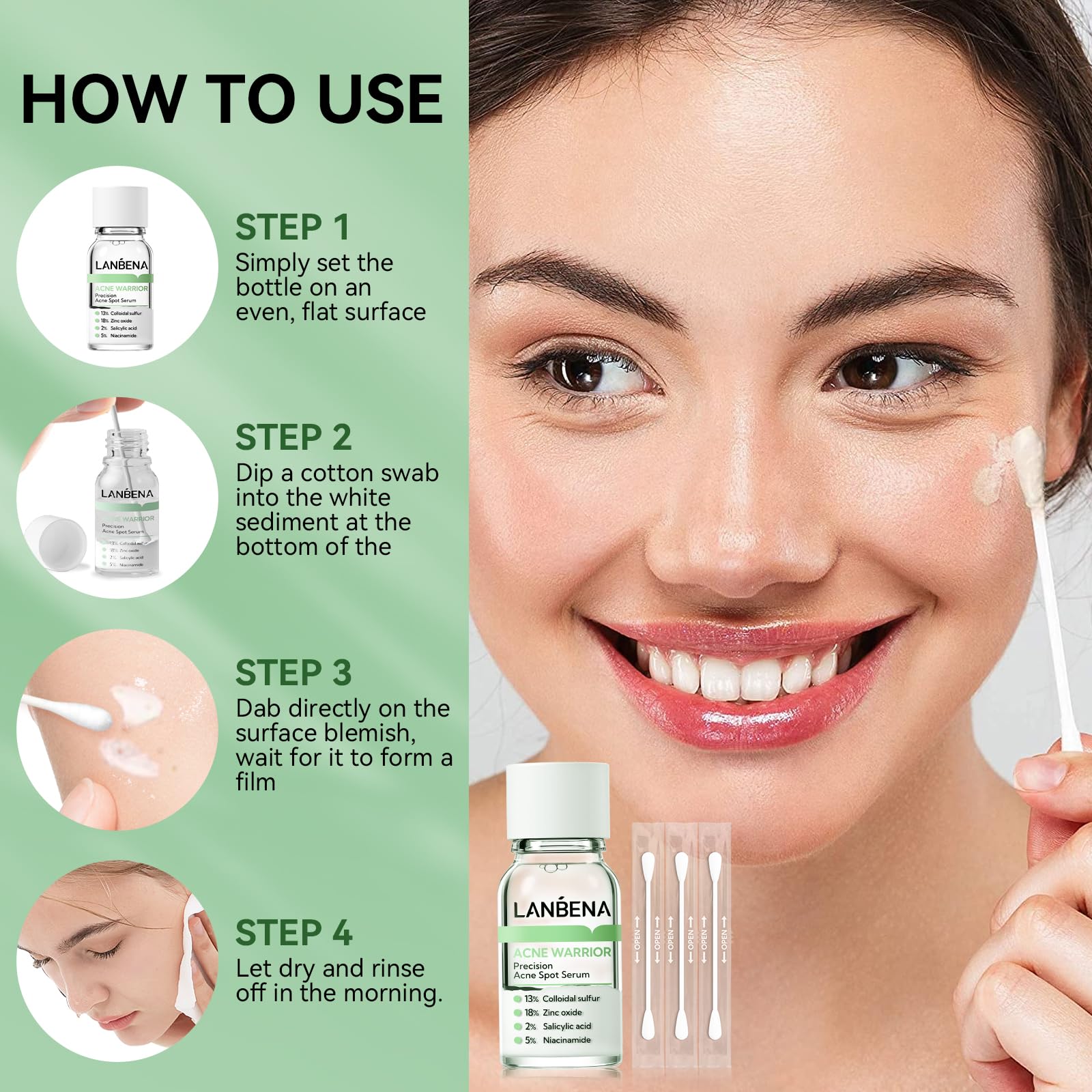 LANBENA Precision Acne Treatment Spot Serum, Drying Lotion, Overnight Acne Treatment for Face Dry Out Pimples, Blemishes - Image 2