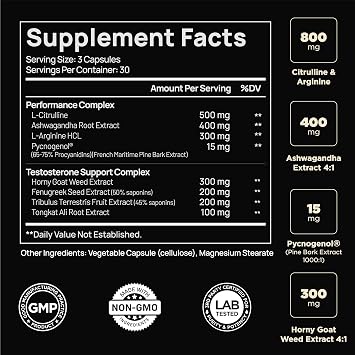 2,015mg Testosterone Booster for Men 8X Strength w Ashwagandha, Tongkat Ali | Total T Male Enhancing Testosterone Supplement For Men, Muscle Builder Growth Supplements Test Booster - Pycnogenol, Tribulus