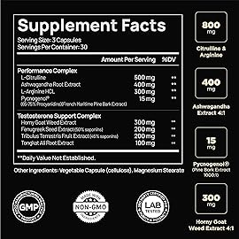21,800mg Testosterone Booster for Men 8X Strength w. Ashwagandha, Tongkat Ali, Pycnogenol, Tribulus - Total T Testosterone Supplement for Men Male Enhancing Libido Test Booster + Muscle Builder Pills