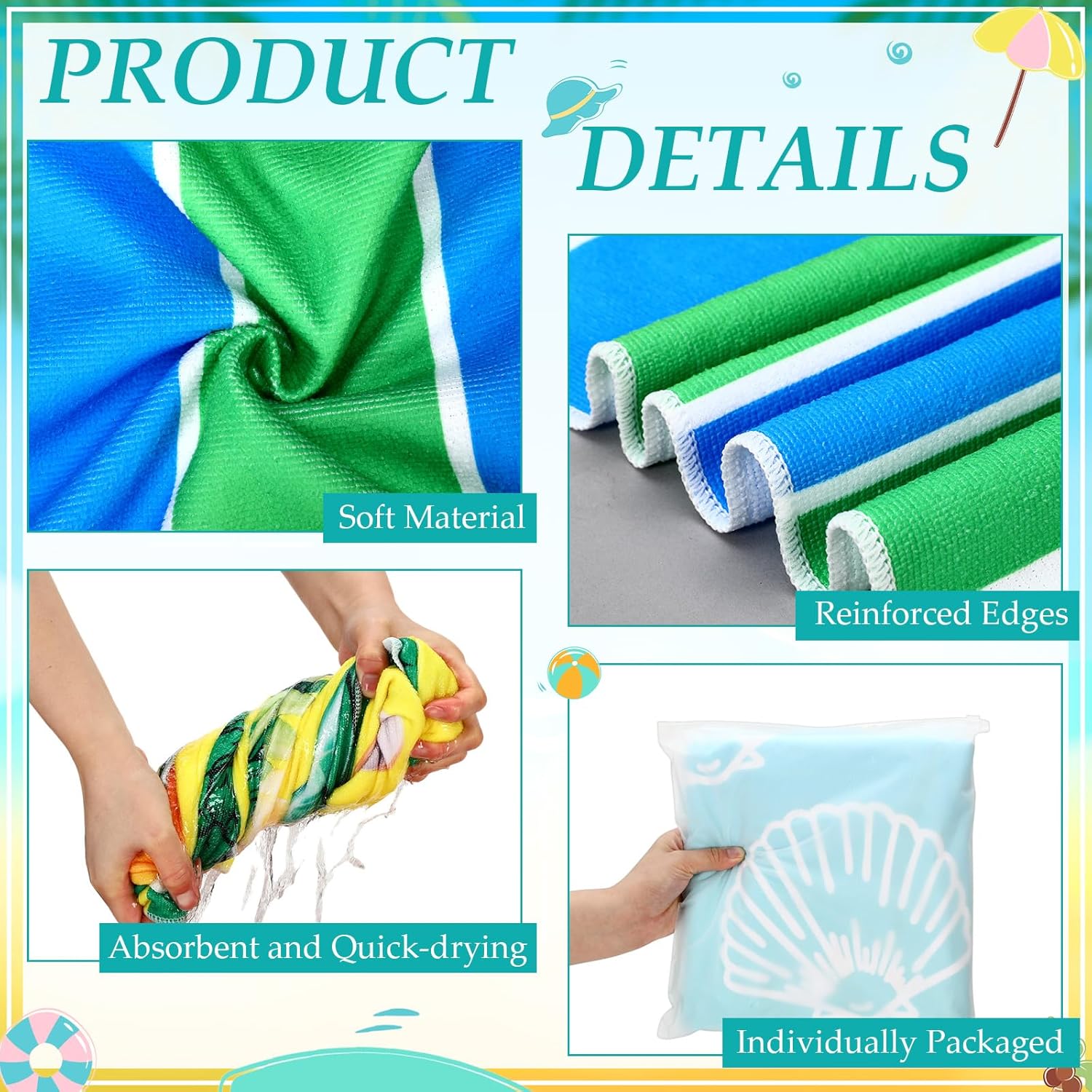 Newwiee 20 Pack Oversized Microfiber Beach Towels Bulk 28x59 Inch Sand Free Quick Dry Pool Towels Absorbent & Lightweight Travel Bath Blanket for Beach, Gym, Swim, Vacation, Vibrant Mixed Patterns