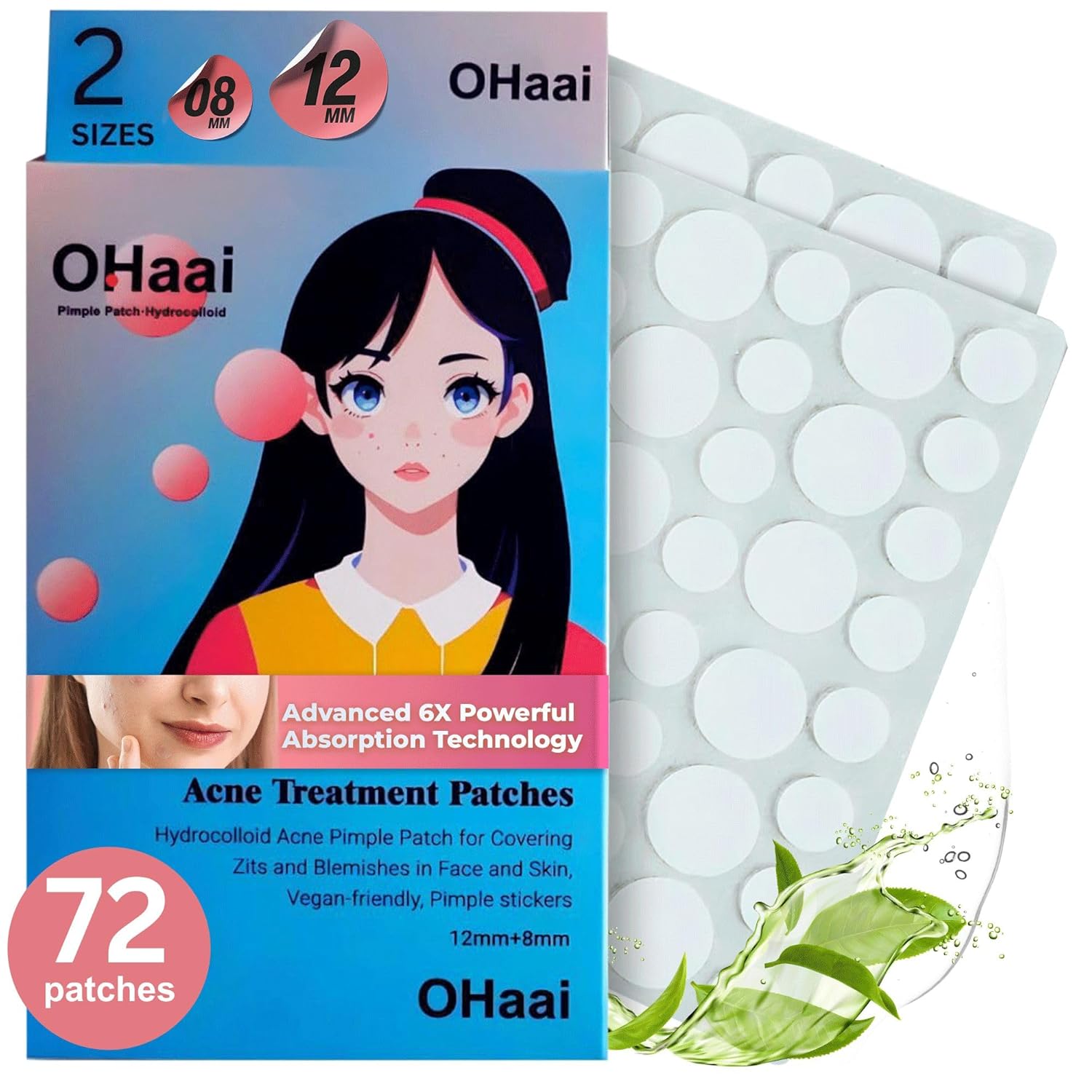 Invisible Hydrocolloid Pimple Patches for Face Triple Action Acne Protection Makeup Cover 6X Advanced Absorption Technology Waterproof Sweatproof