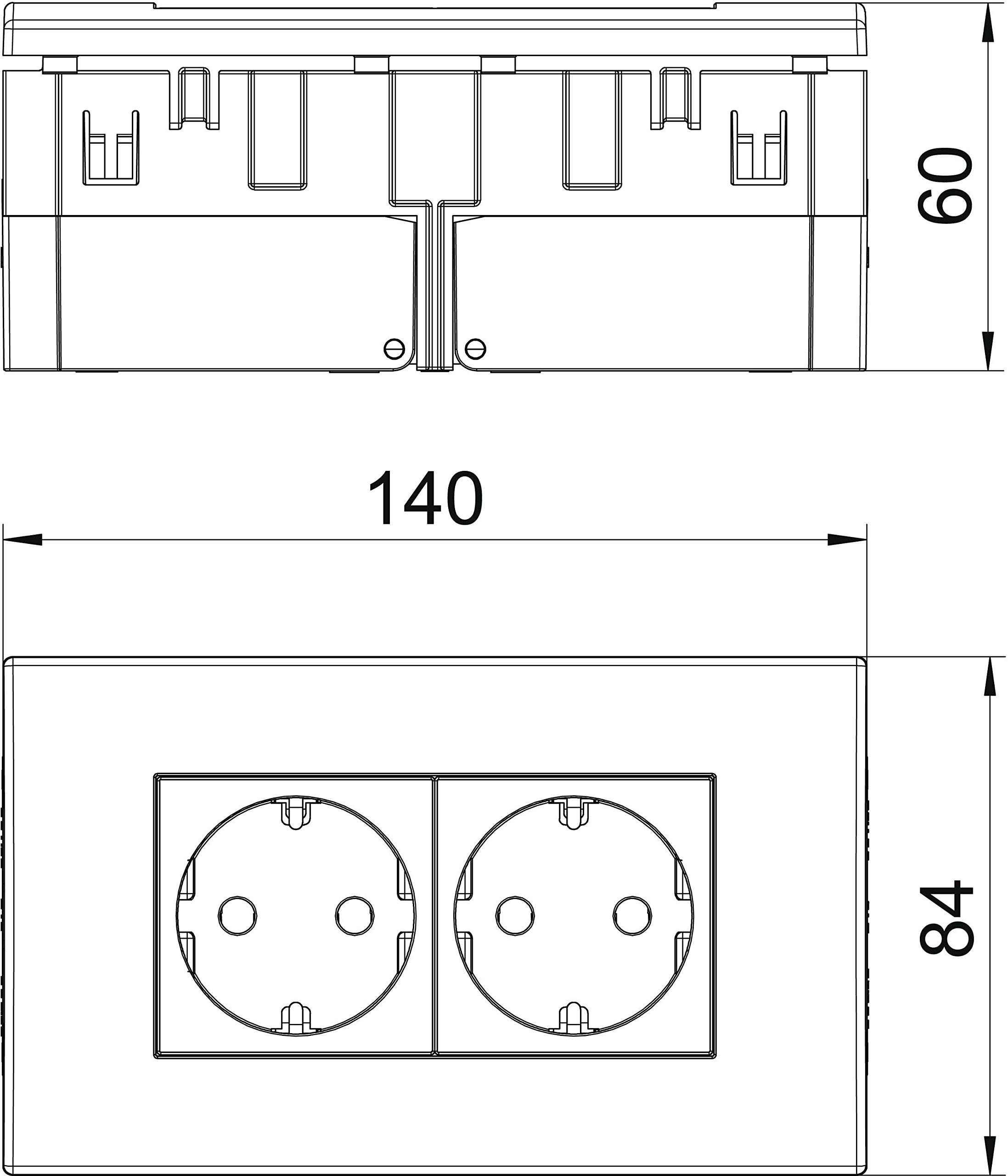 BETTERMANN Steckdoseneinheit 2-fach, 84x140x59mm SDE-R
