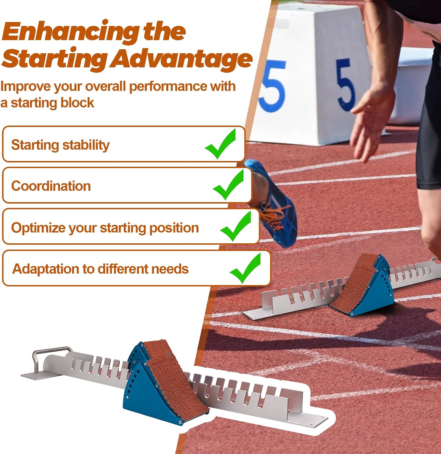 Starting Blocks with Premium Aircraft-Grade Aluminum Adjustable and Detachable Pedals Ideal for Running Enthusiasts Professional Track and Field Competitions