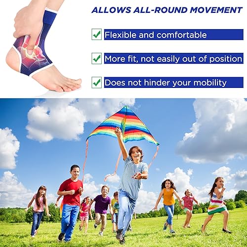 Miniatura 6 de Lewtemi 4 pares de tobilleras para niños, incluye 2 pares de soportes de pie, protectores de tobillo y 2 pares de calcetines de punto de manga de