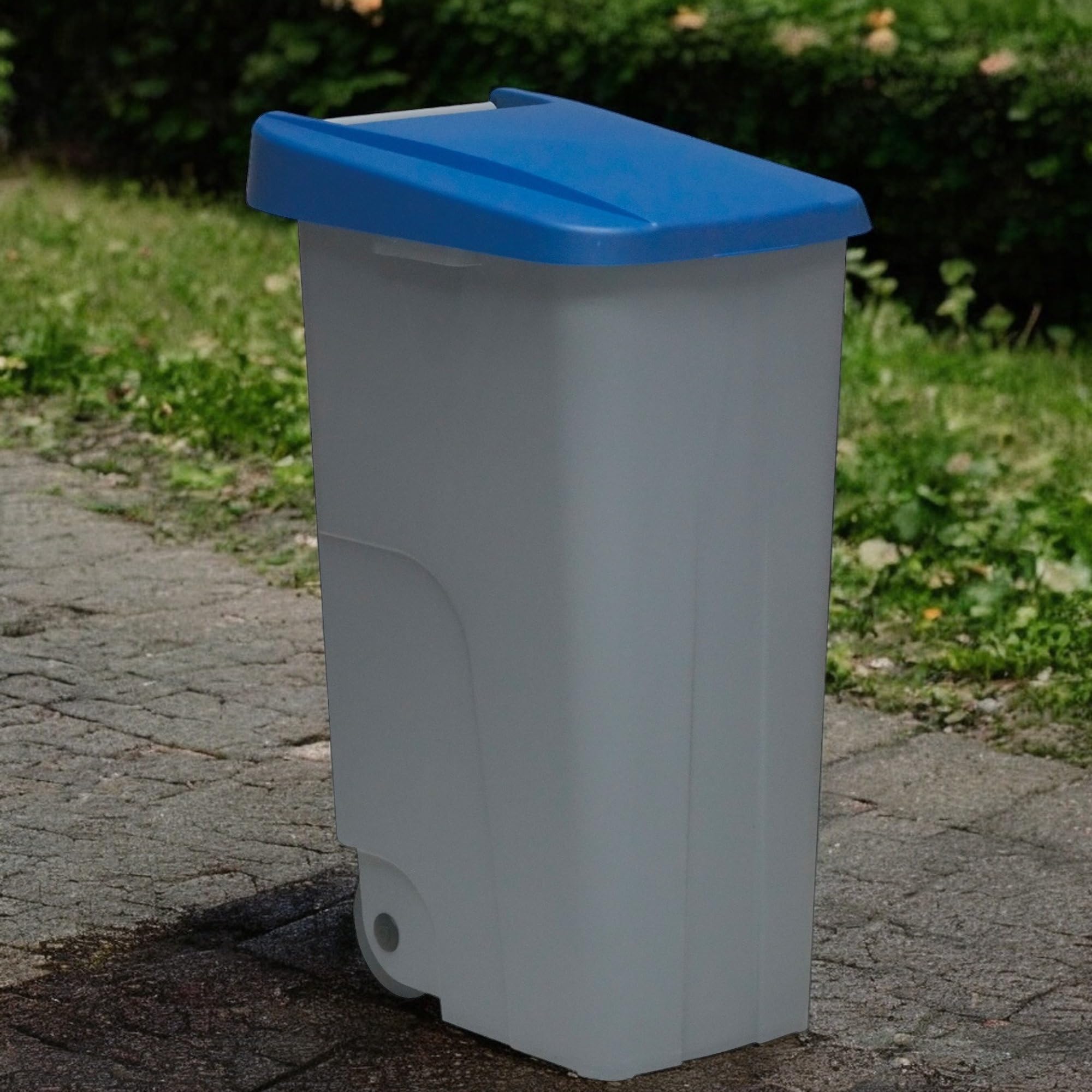 WELL HOME MOBILIARIO & DECORACIÓN Contenedor Cerrado 85L Azul H.76cm + Rollo 10 bolsas de basura 100L