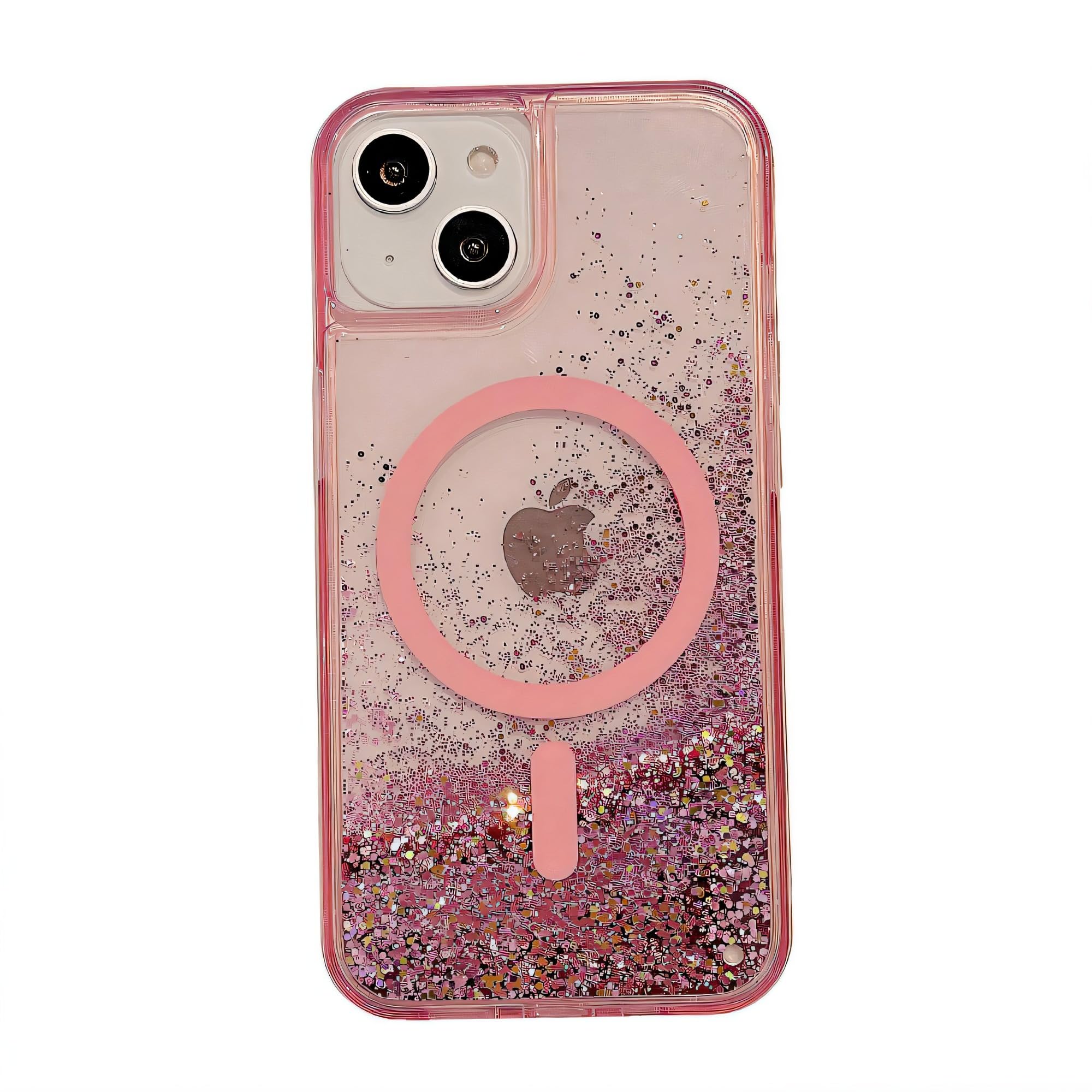 YAOZOCASE for iPhone Case,[Compatible with MagSafe] Luxury Bling Sparkle Flowing Glitter Liquid Sand Clear Soft TPU Phone Case (Pink,iPhone 13 Pro Max