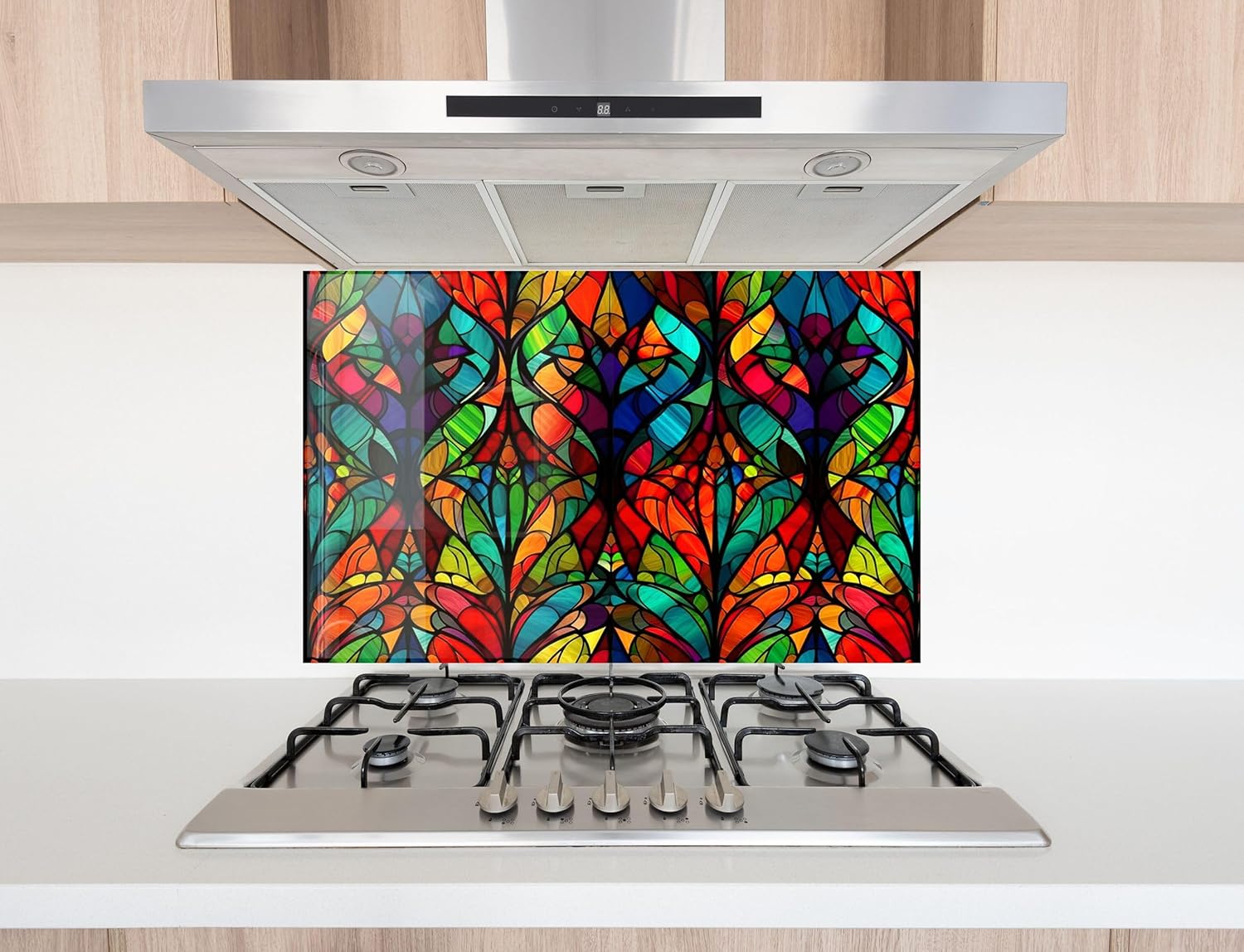 Myphotostation.com 24x24'' Tempered Glass Stove Backsplash Kitchen Tile Decor Stove Back Cover Glass Splashback Tile for Stove Top Cover Toughened Glass Cooker Protector 53