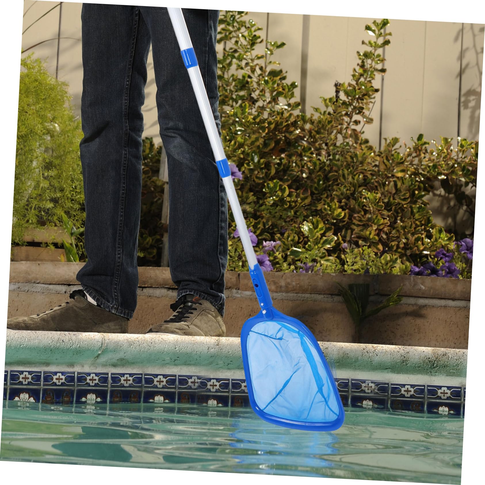 ORFOFE Bodensauger Pool Skimmer mit Teleskop Poolstange Vielseitige Schwimmausrüstung aus Aluminiumlegierung und Nylon für Umfassende Poolreinigung in Privaten und Öffentlichen