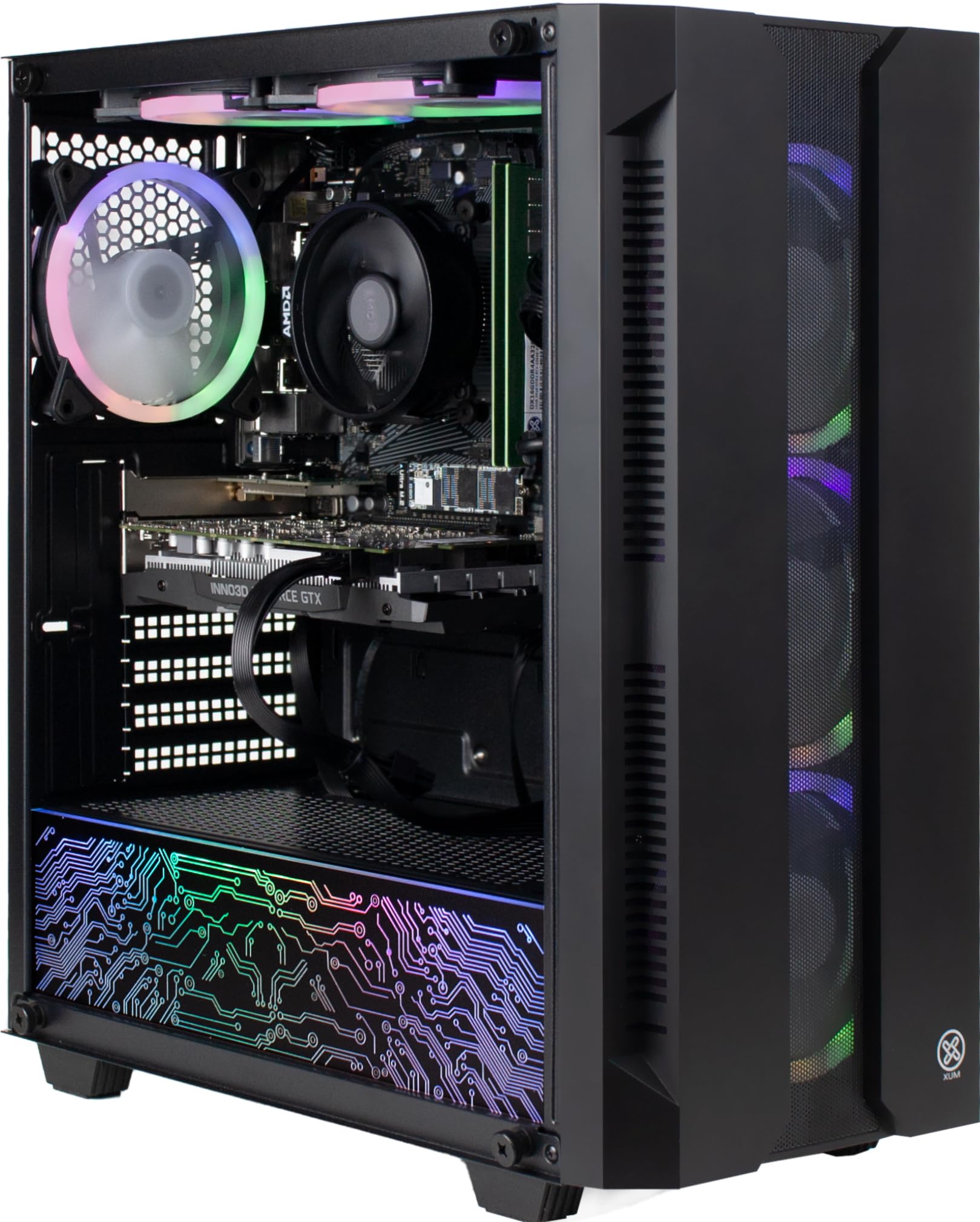 Sponsored Ad – XUM Elite Prebuilt Gaming PC: AMD Ryzen 5 5500, Nvidia Geforce RTX 3050 6GB, 16GB DDR4 RAM, 500GB NVMe SSD, 1TB HDD, 500W PSU 80+ Bronze, aRGB, WiFi 5, Windows 11 Home, Entry Level, Black Case