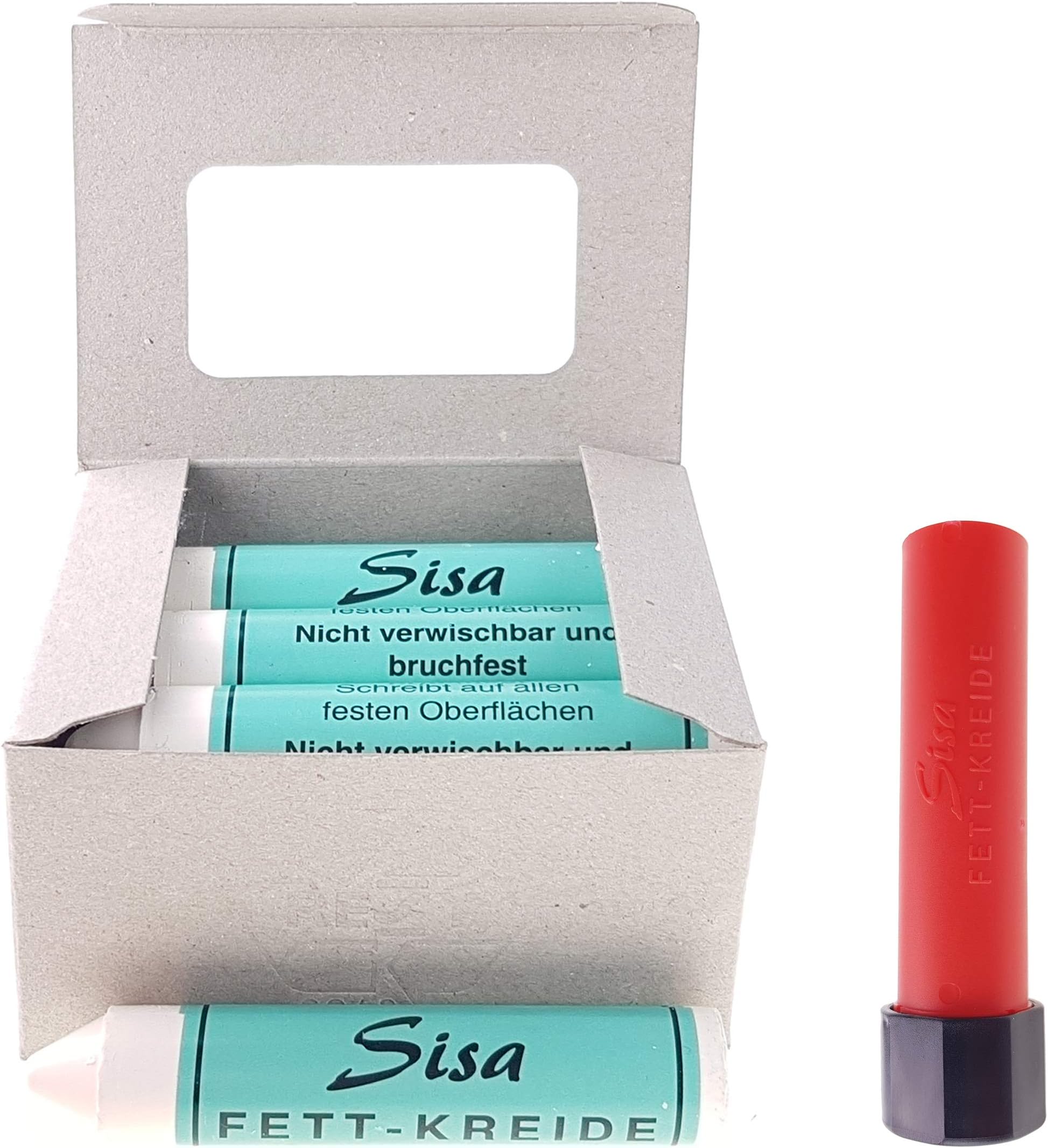 12 Sisa Fettkreide weiß inklusive gratis Kreidehalter