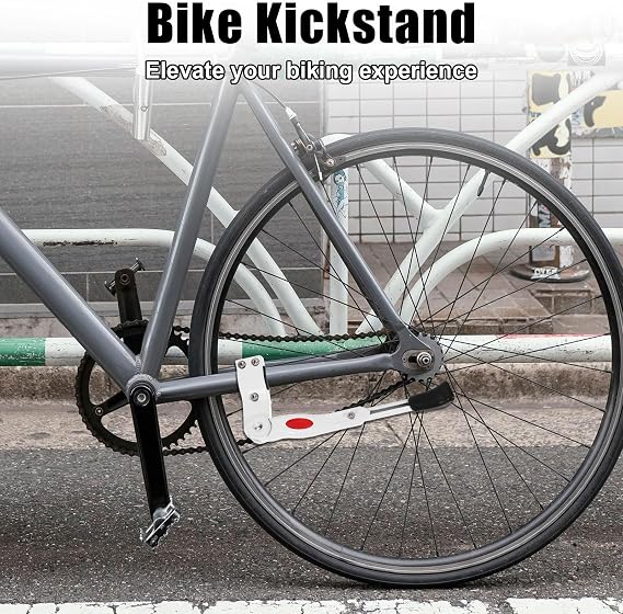 White Adjustable Bike Kickstand Aluminium for 26 27 29 700C Bike