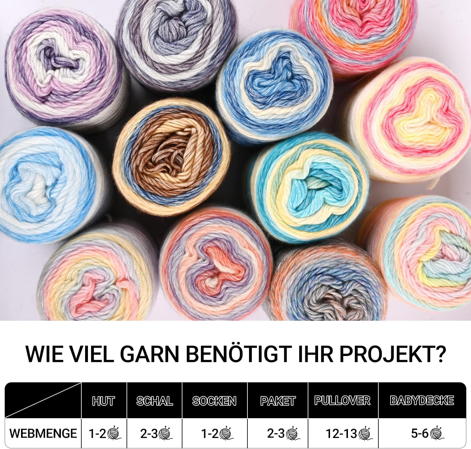 Maxee Przędza gradientowa, 4 sztuki (po 400 g), do robienia na drutach, wielokolorowa przędza gradientowa, szydełkowanie, szydełkowanie, przędza bawełniana do samodzielnego wykonania szala, czapki
