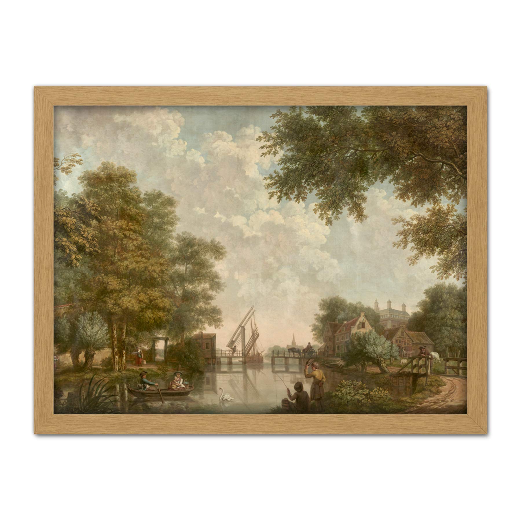 Artery8 Andriessen Dutch Landscape River Trees Painting Artwork Framed Wall Art Print 18X24 Inch