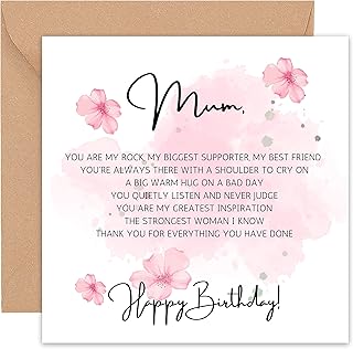 Mum Birthday Cards - Birthday Card Mum - Mum Birthday Card - From Son Daughter - Birthday Cards for Women - 60th 70th 80th 90th - Happy Cute Sentimental Special Mother - 14cm…