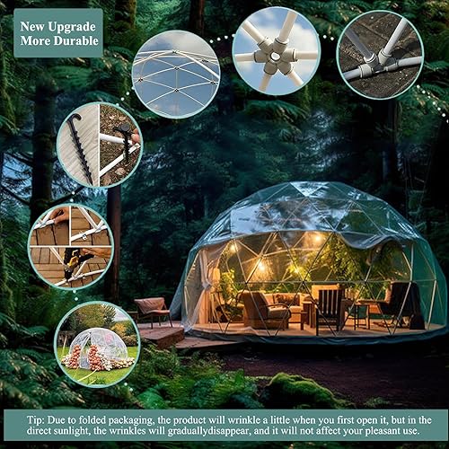 Miniatura 8 de Tienda de campaña de burbujas para exteriores, cúpula de jardín Igloo de 12 pies, resistente a la intemperie, tienda de campaña para patio trasero,