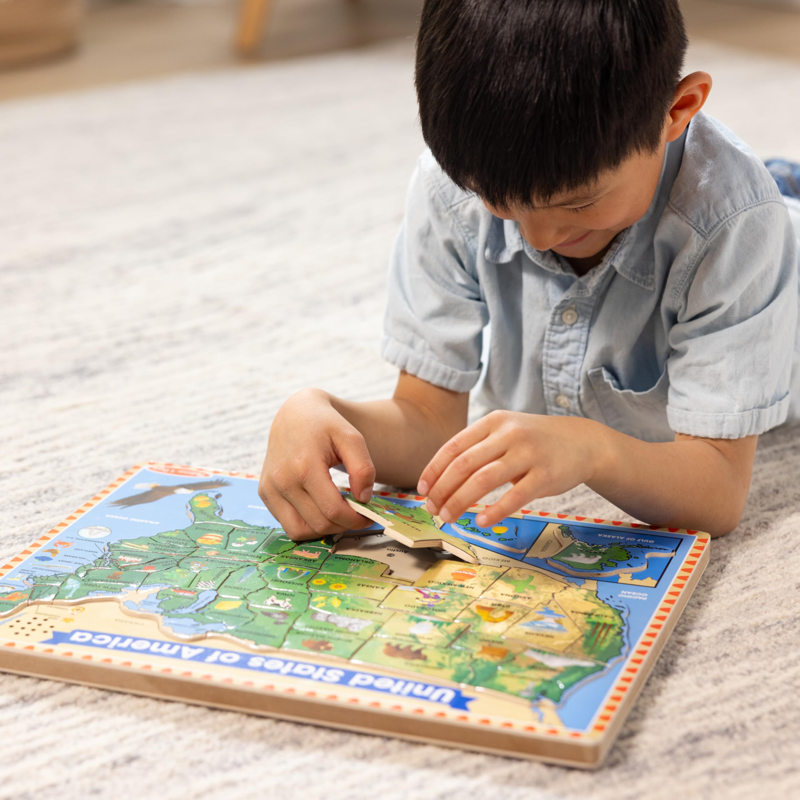 Melissa & Doug USA Map Sound Puzzle - Wooden Puzzle With Sound Effects (40 pcs) - Image 5