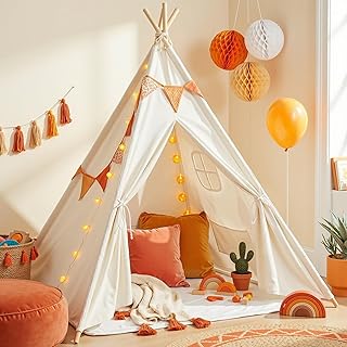 wilwolfer Kids Teepee Tent for Girls or Boys with Carry Case, Foldable Play Tent