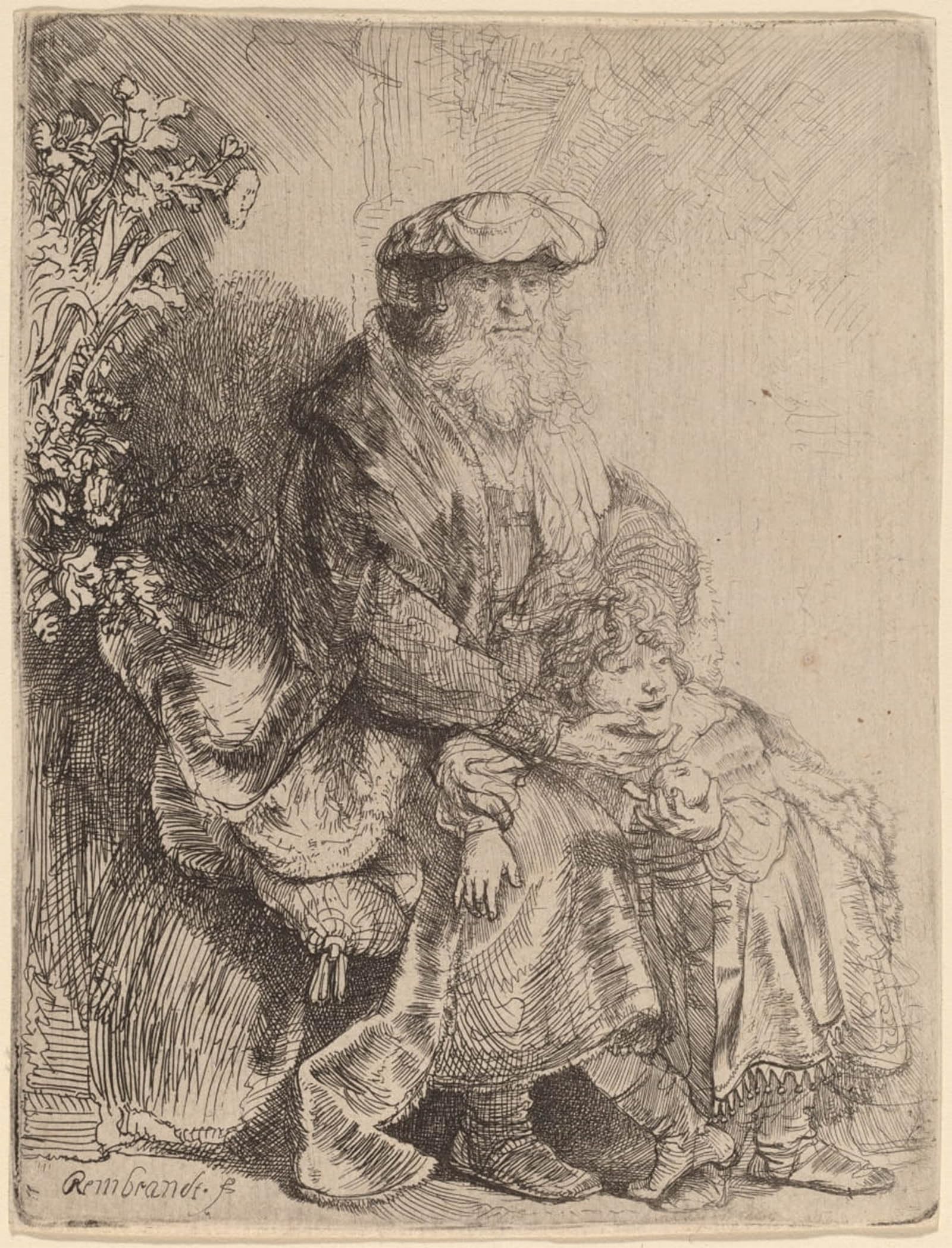 POSTERIIk Vintage Art Print Images Pictures Print Abraham Caressing isaac by Rembrandt van Rijn Modern Colour Posters for Office Home Decor 60x90cm