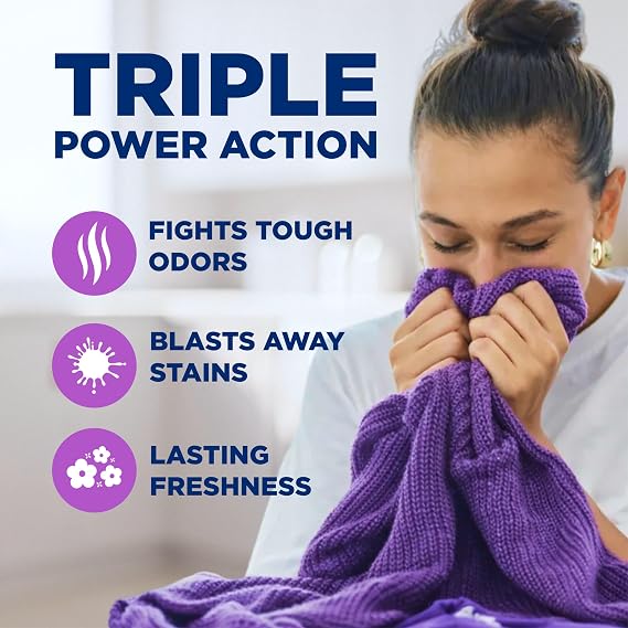 ARM & HAMMER Plus OxiClean with Odor Blasters Liquid Laundry Detergent, Laundry Odor Remover, Attacks Stains, Fresh Burst Scent, 74 Loads, 96.2 Fl Oz