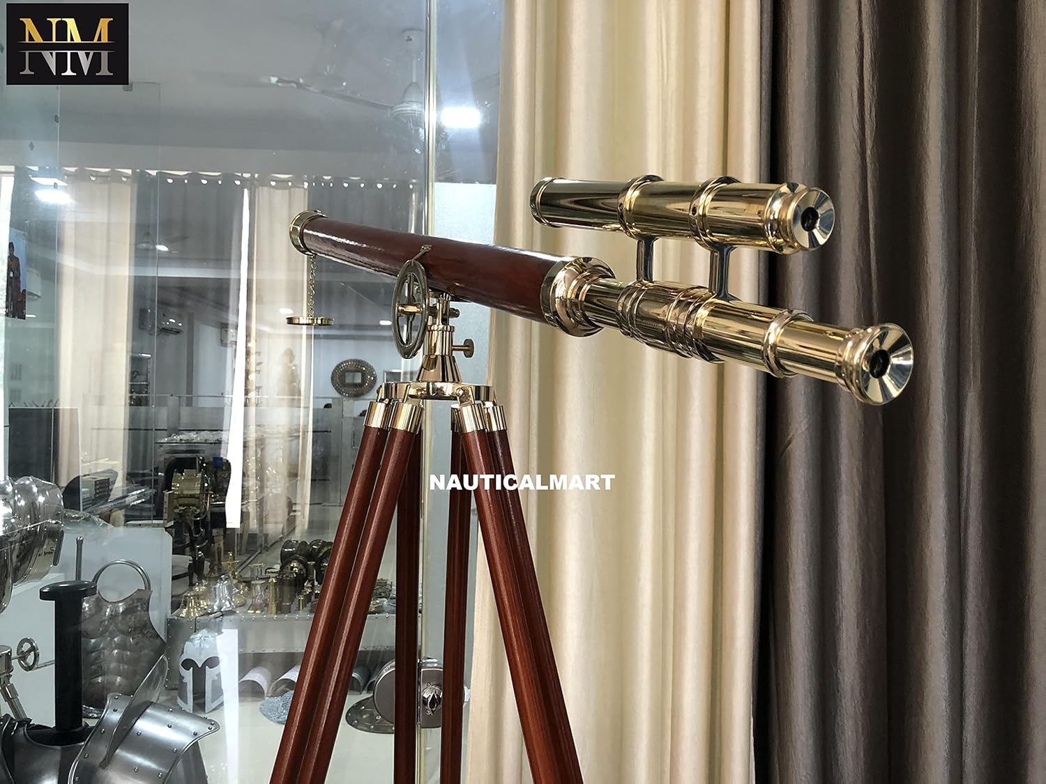 Nautical Floor Standing Solid Brass/Leather Griffith Astro Telescope 64"