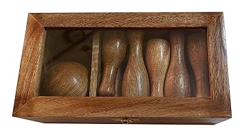 Nagina Wood Carving Works Wooden Mini Bowling Pins Toy Set (2 Years+) - Indoor & Outdoor Fun Learning Game