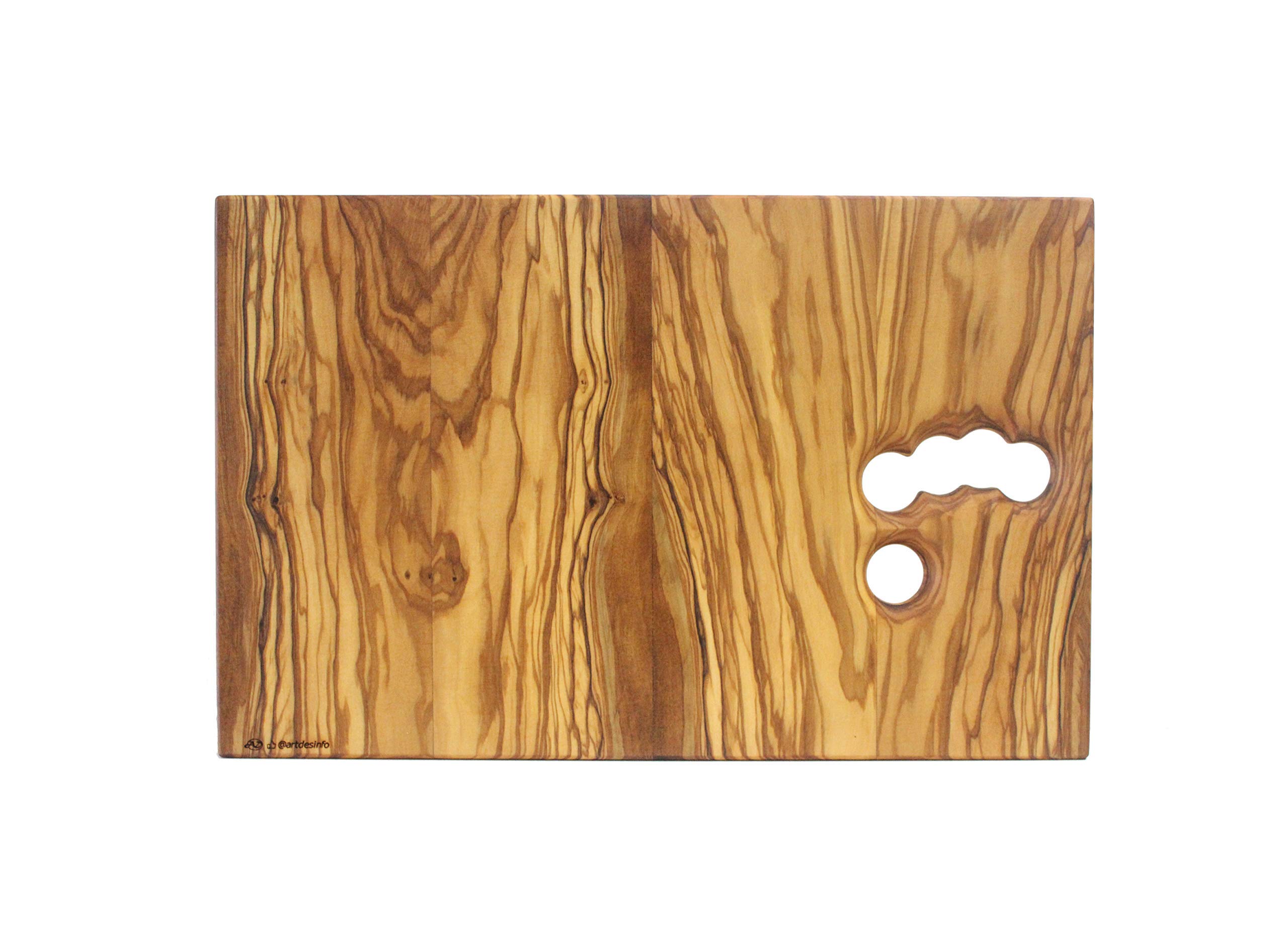 Tagliere " Astedè" in legno di ulivo da cucina cm. 25x40 rettangolare e rustico ideale per frutta, verdura e carne
