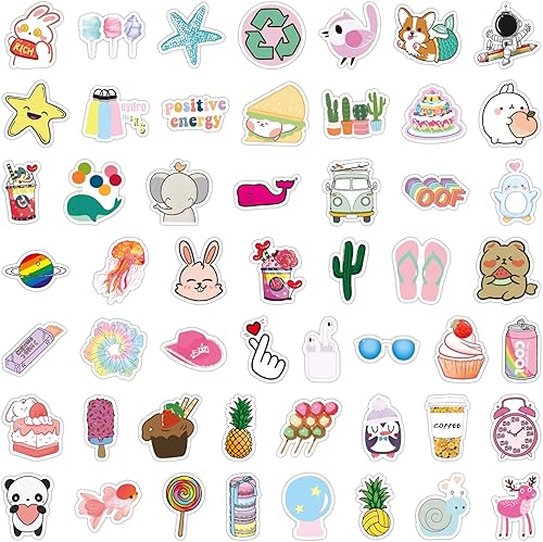 Miniatura 4 de Bonitzdm 210 calcomanías para botellas de agua, lindo vinilo impermeable Vsco portátil monopatín, calcomanías estéticas para computadora, teléfono,