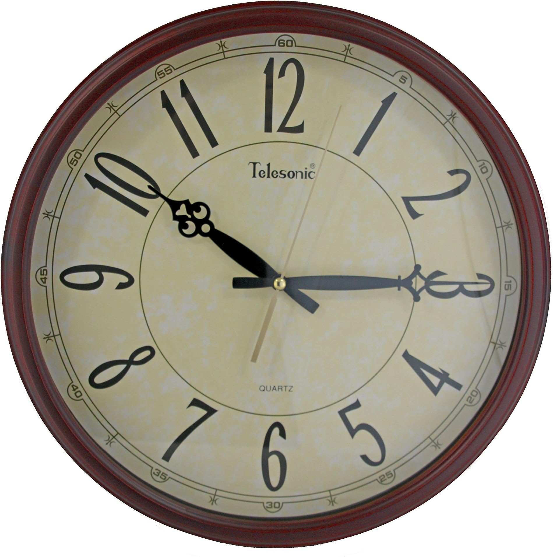 Solid Wood Frame Wall Clock with Quiet Sweep Second Hand - 15"