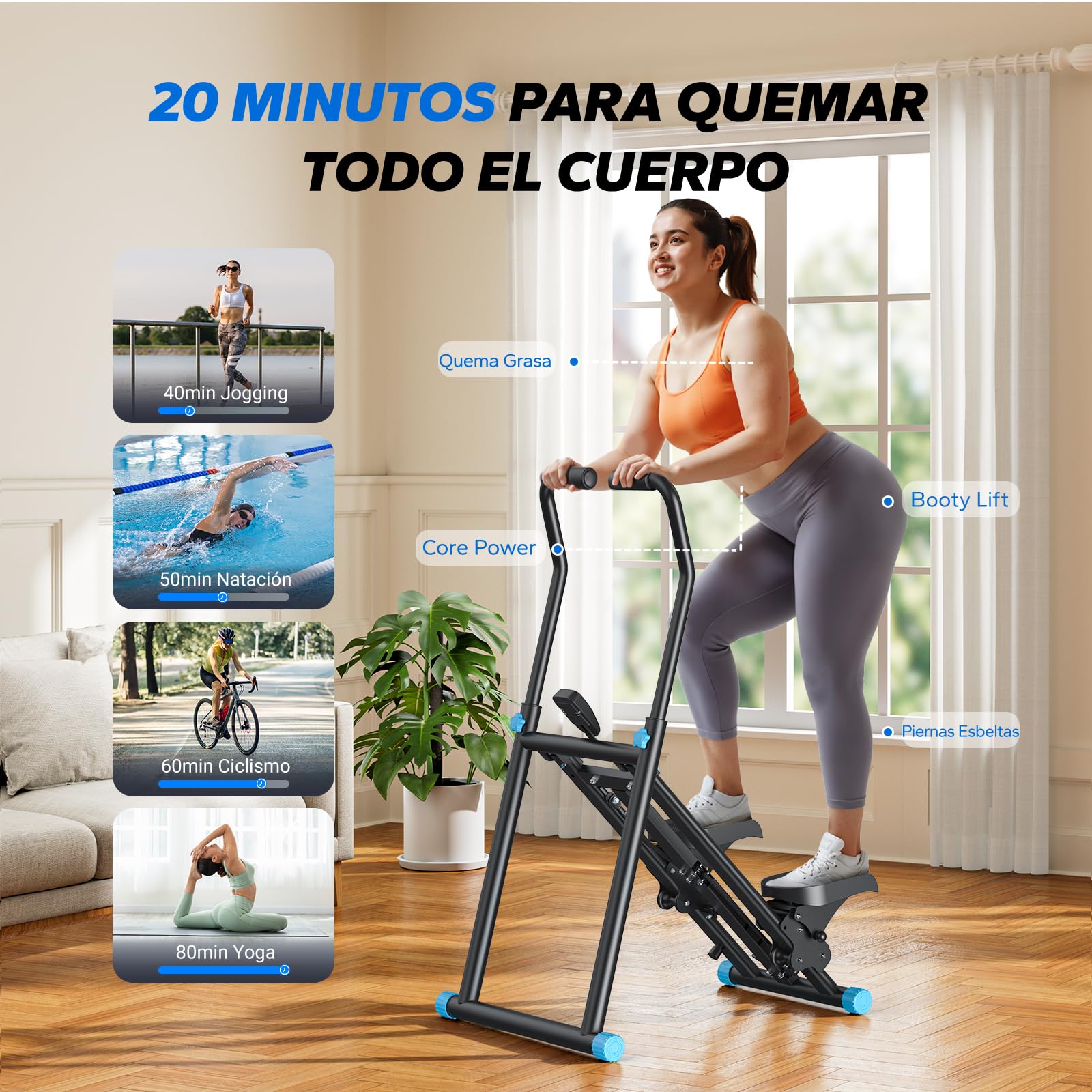 MERACH Stepper,Stair Stepper Pro,Stepper de Fitness para Apartamento en Casa con Resistencia Ajustable de 3 Niveles,Maquina de Subir Escaleras Deportivo Cardio Plegable con Manillar Ajustable