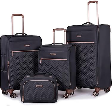 Travelhouse Softside 3 Piece Luggage Sets, 4 Piece Expandable Soft Sided Suitcase with Spinner Wheels, Lightweight Travel Set with Underseat Duffel Bag 16/20/24/28
