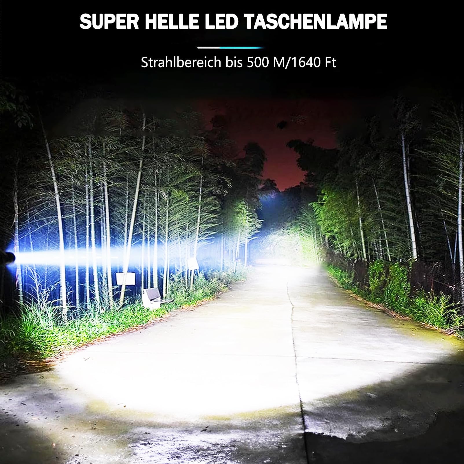 Torcia LED Tattica 100.000 Lumen Ricaricabile XBALOG - Impermeabile Per Campeggio