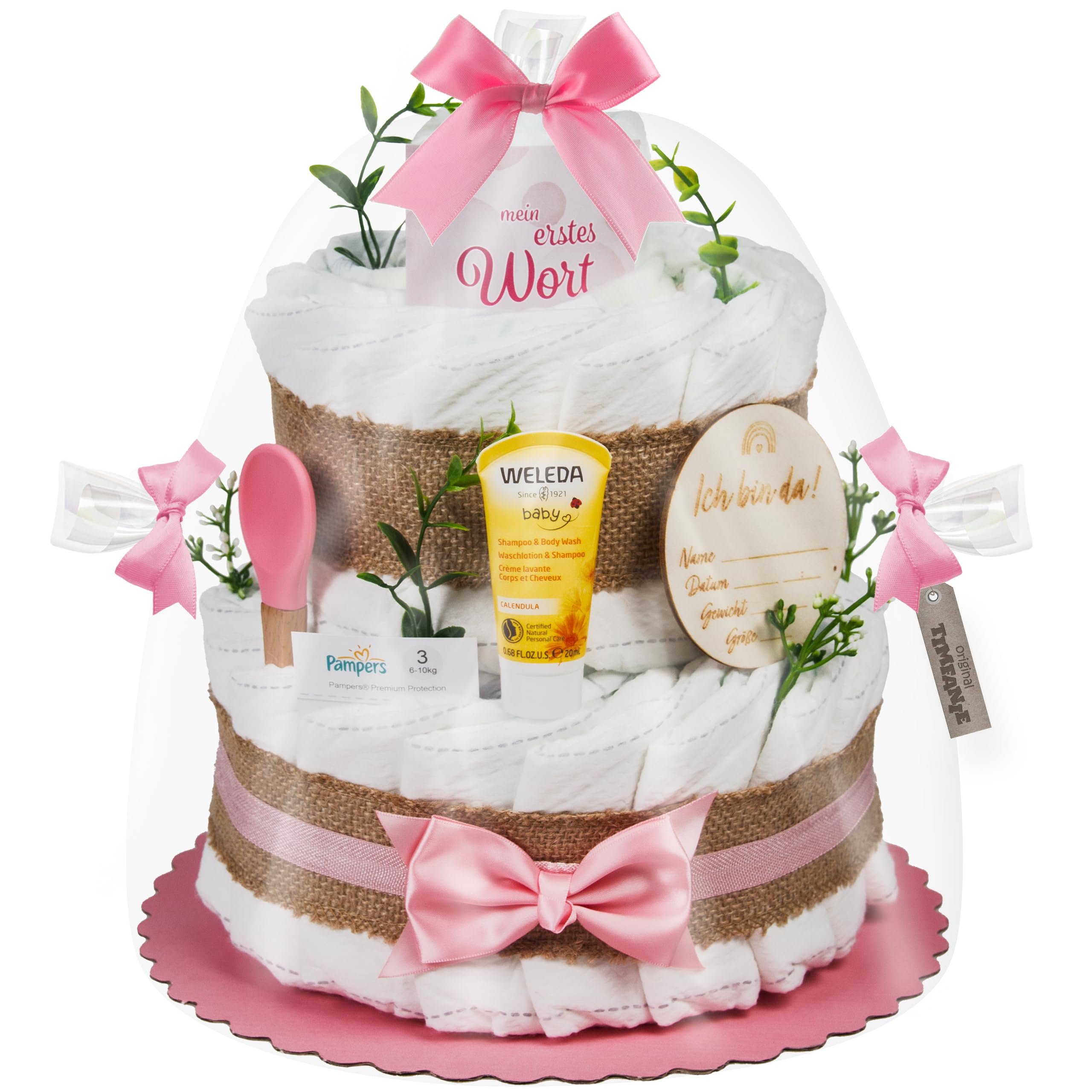 Timfanie® Windeltorte | Boho Baby-Cake | rosa | 0-8 Monate