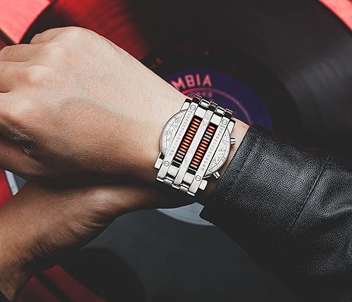 Miniatura 4 de Binary Matrix Blue led - Reloj Digital para hombre, moda clásica y creativa, color negro chapado