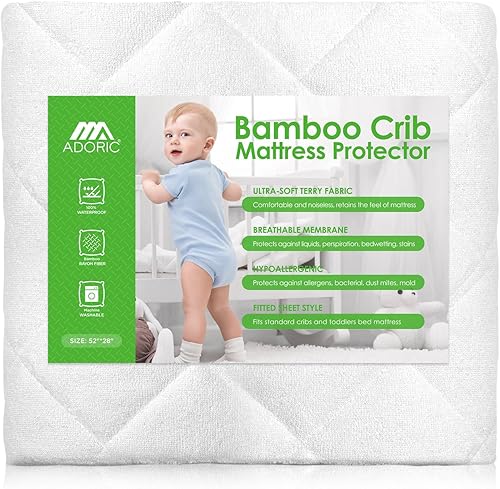 Protector de colchón impermeable para cuna, ultra suave, transpirable, protector de colchón para cuna, estilo de sábana bajera acolchada, disponible en Yaxa Colombia