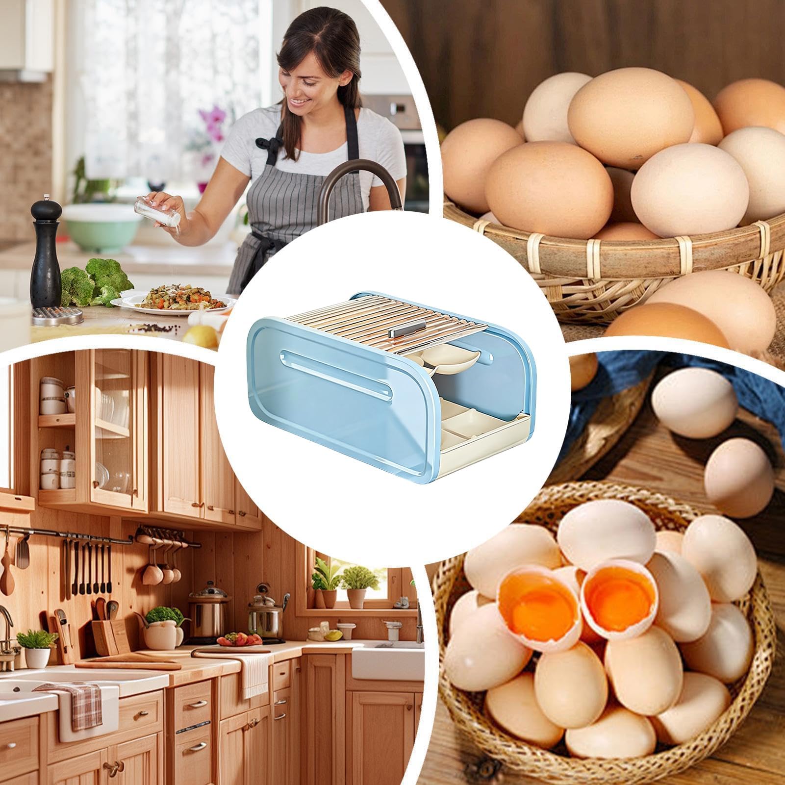 Soporte para huevos para, contenedor de almacenamiento apilable, almacenamiento automático estable de huevos rodantes para refrigerador, organizador del hogar, cocina, despensa, apartamento