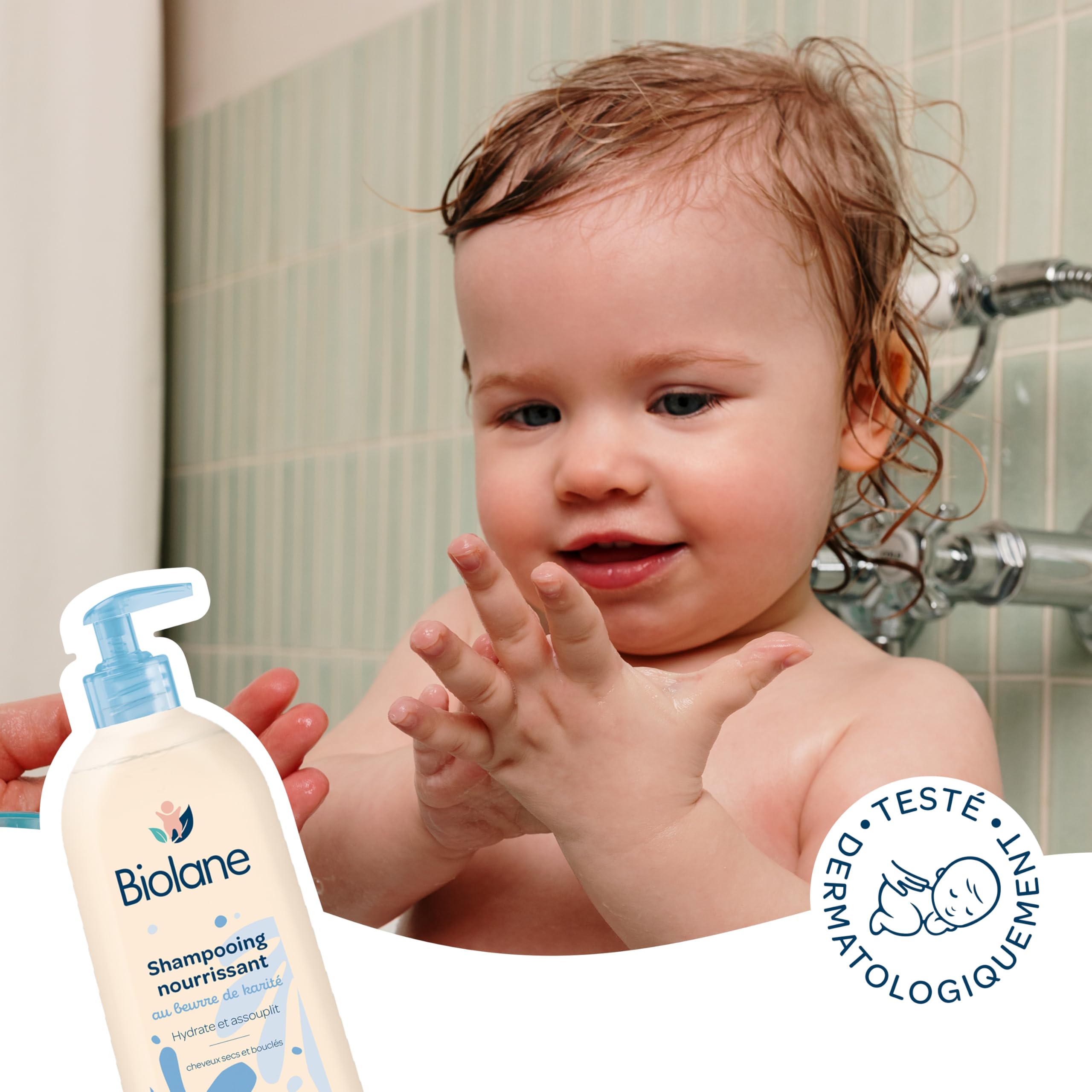 BIOLANE Shampooing Nourrissant Bébé Cheveux Secs et Bouclés 350ml | Hydrate et Assouplit les cheveux, 96% d'ingrédients d'origine naturelle, Démêle efficacement, Fabriqué en France