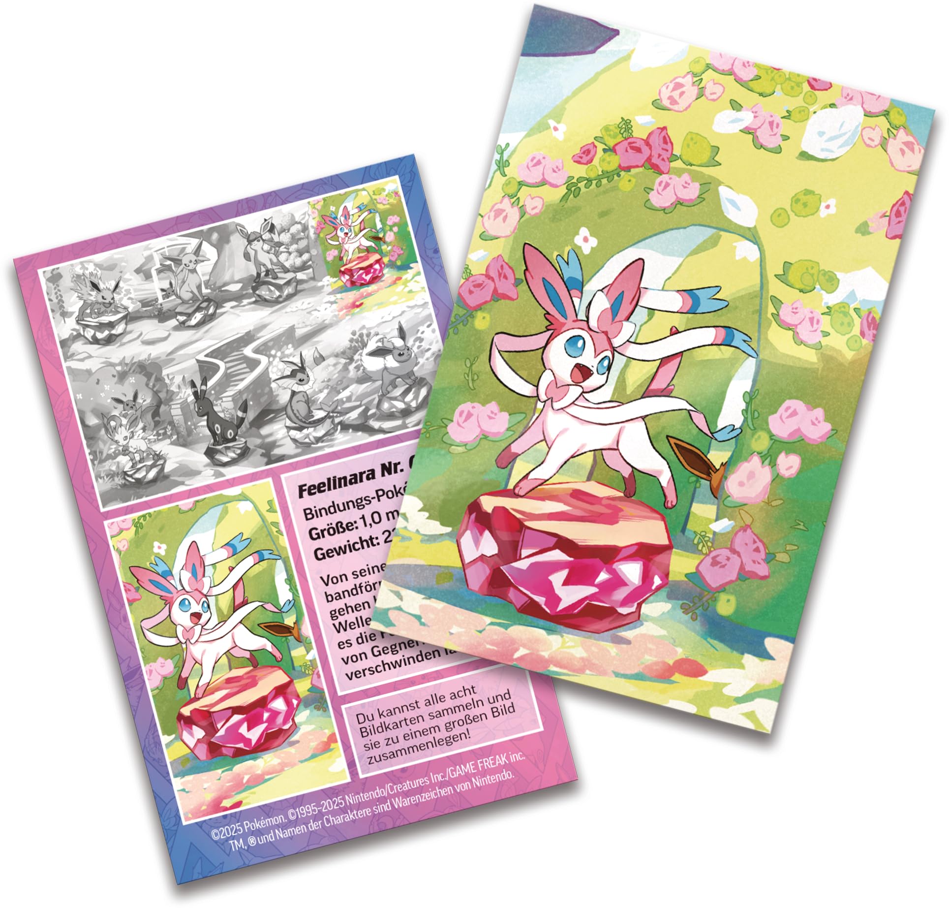 Pokémon - Gra karciana kolekcjonerska: Mini-Tin-Box Karmesin & Purpur – Pryzmatyczne zmiany: Feelinara (2 boosterpacks i 1 moneta)