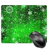 Mouse Pad Diamond Green Glitter Sparkle Mousepad Bling Desk Accessories Gaming Bling Rubber Pads for Laptop, One Size