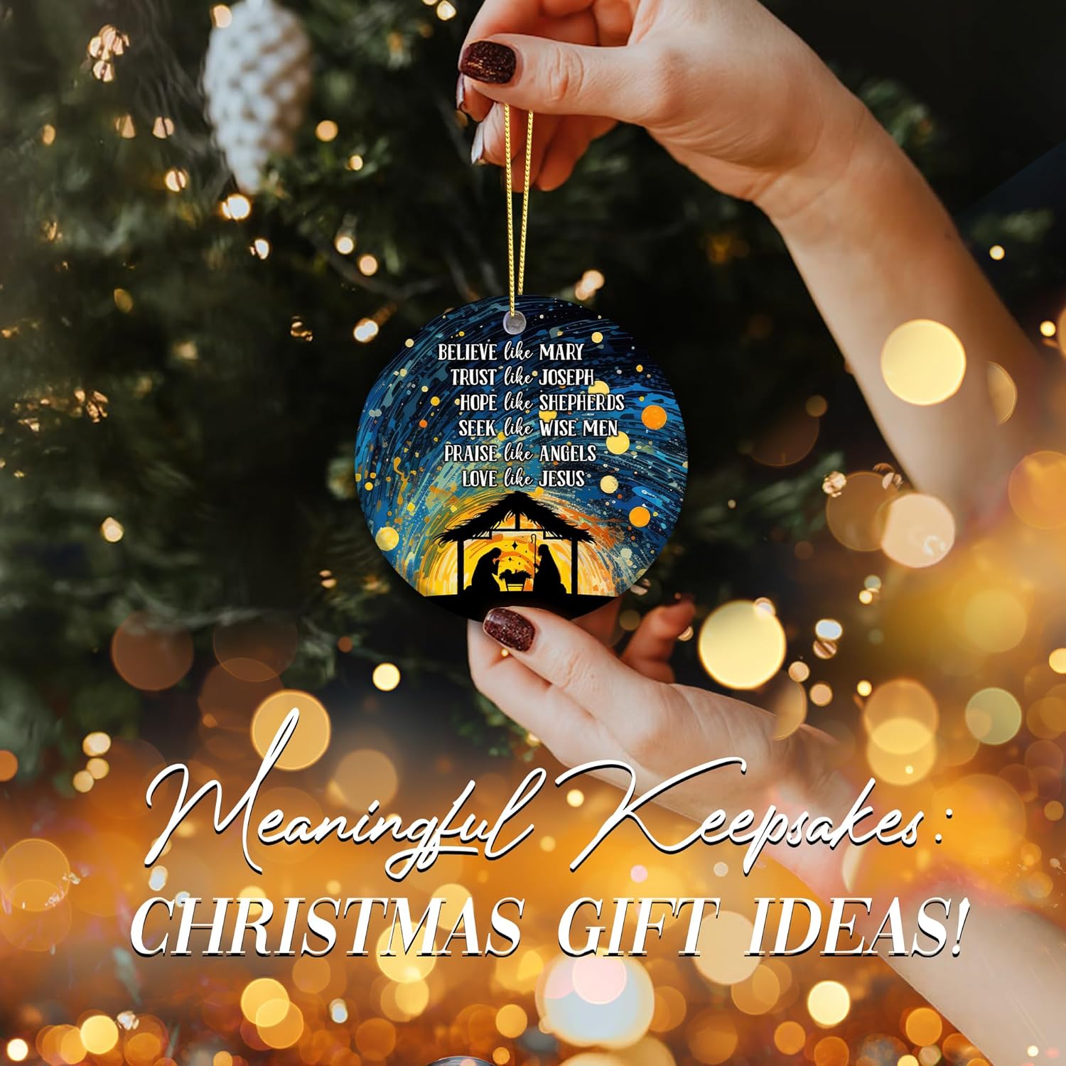 Religious Nativity Ornament 2025 – Nativity Scene Ornament 2025 with Bible Verse Message, White Elephant Gift – Faith-Based Holiday Tree Decoration & Gift, - Image 7