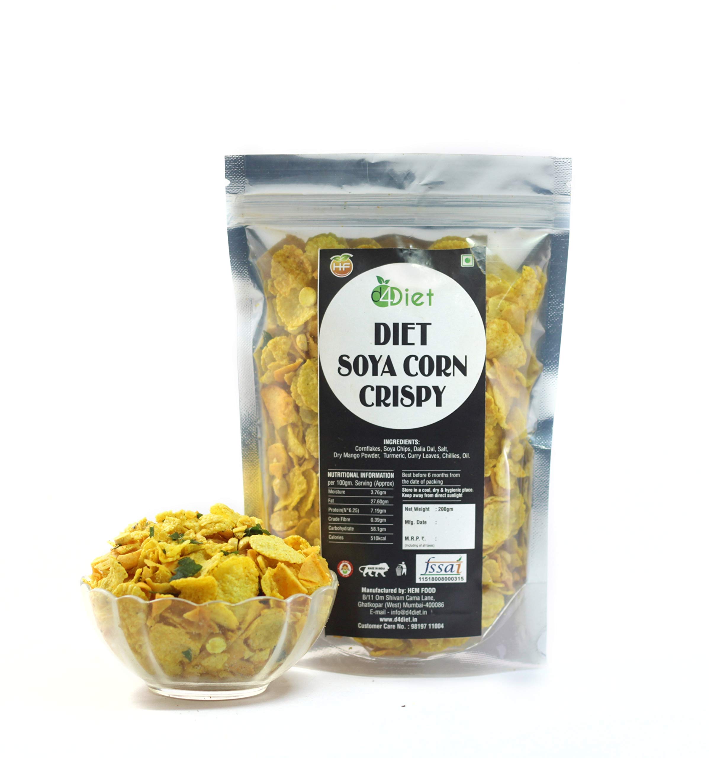 D4DIET- DIET SOYA CORN CRISPY -NAMKEEN/DIET SNACKS/HEALTHY SNACKS - 400 Gram